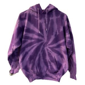 Koloa Surf Co purple tie-dye hoodie, size medium, 78% cotton, 22% polyester.